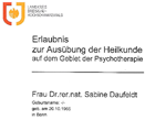 Zertifikat Heilerlaubnis als Heilpraktikerin für Psychotherapie